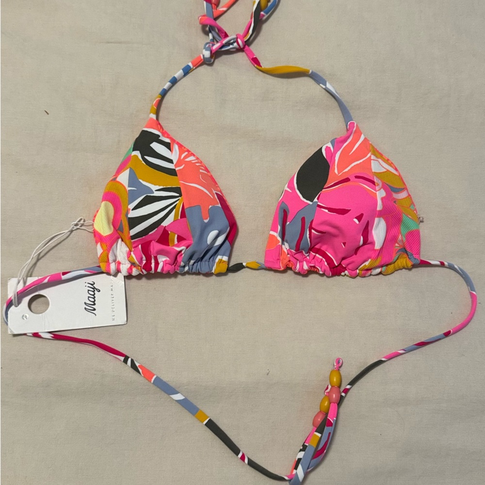 Maaji Jungle Rain Edge Sliding Triangle Bikini Top Reversible